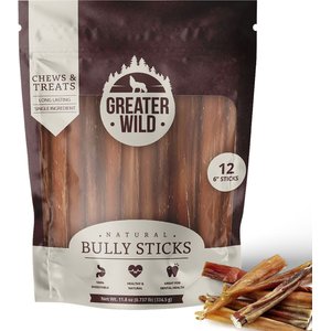 Greater Wild 6-in Whole Bully Sticks Dog Treats, 12 count