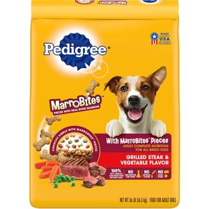 Pedigree with MarroBites Steak & Vegetable Flavor Pieces Adult Dry Dog Food, 36-lb bag