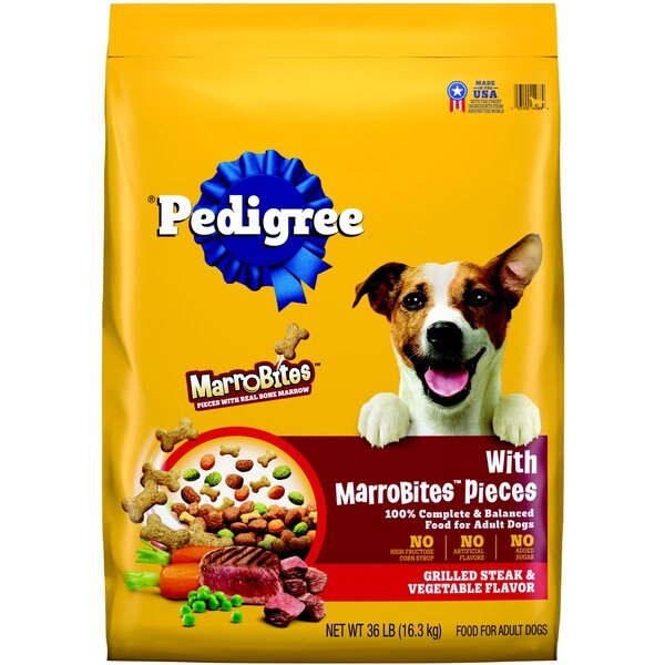 Pedigree with MarroBites Steak & Vegetable Flavor Pieces Adult Dry Dog Food, 36-lb bag