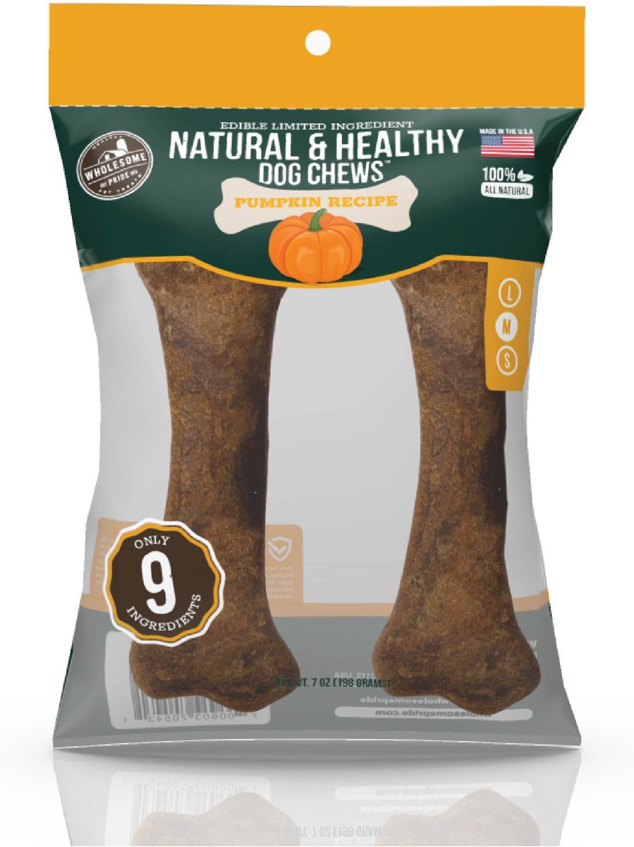 WHOLESOME PRIDE PET TREATS Natural & Healthy Pumpkin Chew Dog Treat