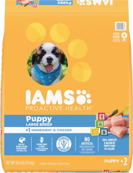 Iams Proactive Health Large Breed Puppy High Protein DHA Formula with Real Chicken Dry Dog Food, 30.6-lb bag slide 1 of 10