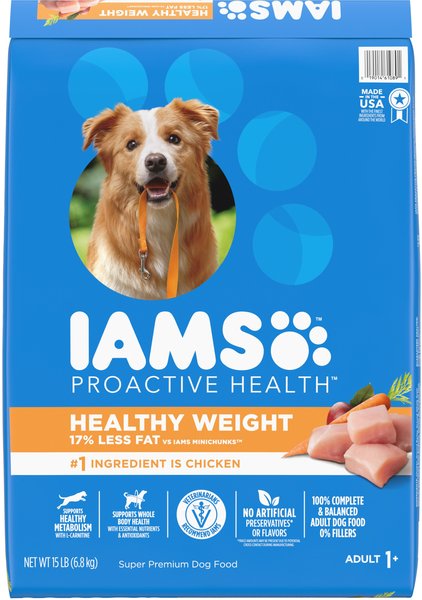 Iams Proactive Health Healthy Weight Management Low Fat Formula with Real Chicken Adult Dry Dog Food, 15-lb bag slide 1 of 10