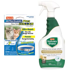 Hartz UltraGuard Pro Flea & Tick Collar for Cats, 1 Collar (7-mos. supply) + Nature's Shield Natural Flea & Tick Home Spray
