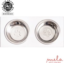 Mela Artisans Boxer Dog & Cat Feeder, White, Small slide 2 of 7