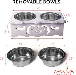 Mela Artisans Shabby White Chihuahua Dog & Cat Bowl, White, Small slide 2 of 7