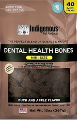 Indigenous Pet Products Dental Health Bones Duck & Apple Flavor Mini Dog Treats, 40 count