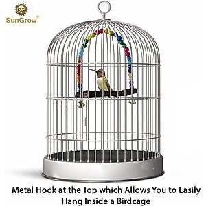 SunGrow Colorful Beaded Parakeet Bird Swing & Perch Stand with Mini Bells Cage Accessories