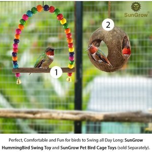 SunGrow Colorful Beaded Parakeet Bird Swing & Perch Stand with Mini Bells Cage Accessories