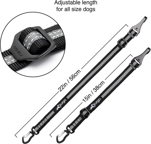 Kurgo Direct to Latch Swivel Tether Dog Car Seatbelt, Black/Charcoal