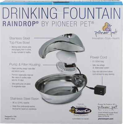 Show full view: Pioneer Pet Stainless Steel Dog & Cat Fountain Raindrop Design, 96-oz slide 7 of 10