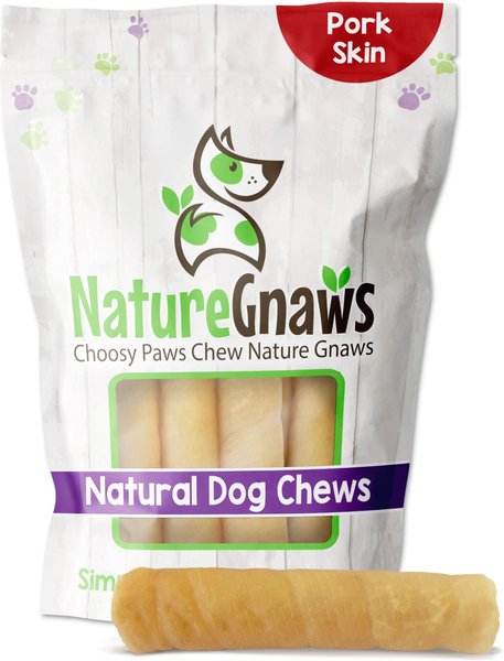 Nature Gnaws 5 to 6-inch Rolls Pork Skin Flavored Dog Treats, 6 count slide 1 of 5