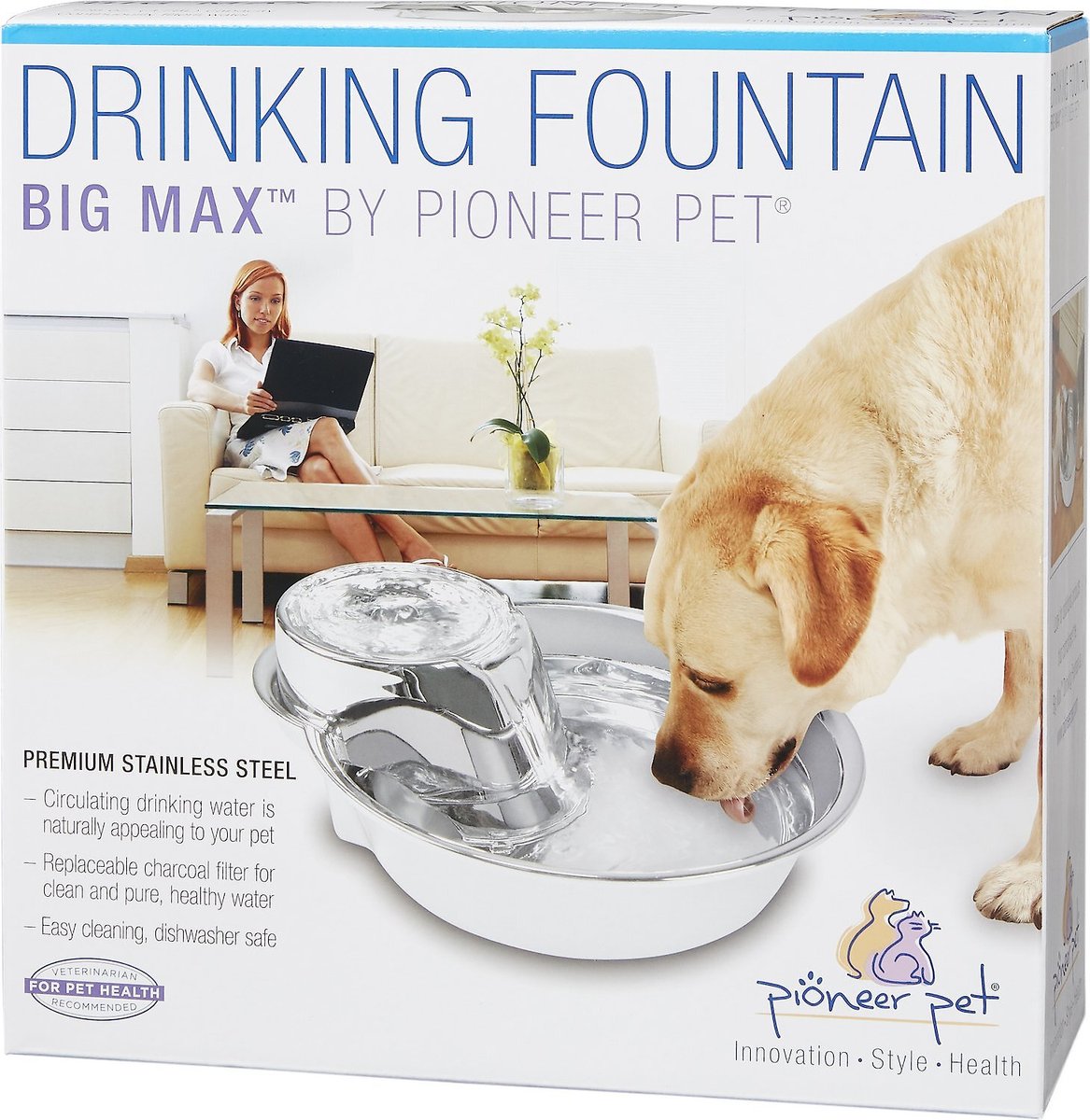 Pioneer pet stainless outlet steel fountain