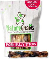 Nature Gnaws 5 to 6-inch Braided Pork Bully Sticks Dog Treats, 20 count