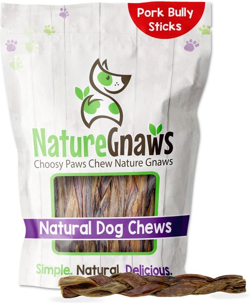 Nature Gnaws 5 to 6-inch Braided Pork Bully Sticks Dog Treats, 20 count slide 1 of 4