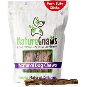 Nature Gnaws 5 to 6-inch Braided Pork Bully Sticks Dog Treats, 20 count
