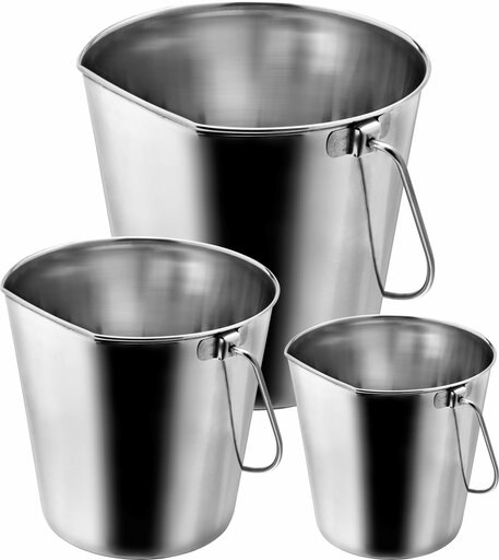 Indipets Stainless Steel Flat Sided Horse Pail, 2-qt