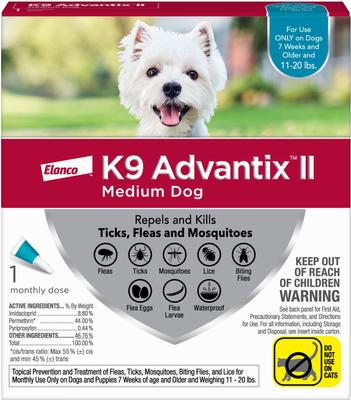 Show full view: Flea & Tick - K9 Advantix II Spot Treatment, 11-20 lbs, Advantus Oral Treatment, 4-22 lbs, Advantage Yard & Premise Spray, Carpet & Upholstry Spot Spray & Frisco Flea Comb slide 2 of 9