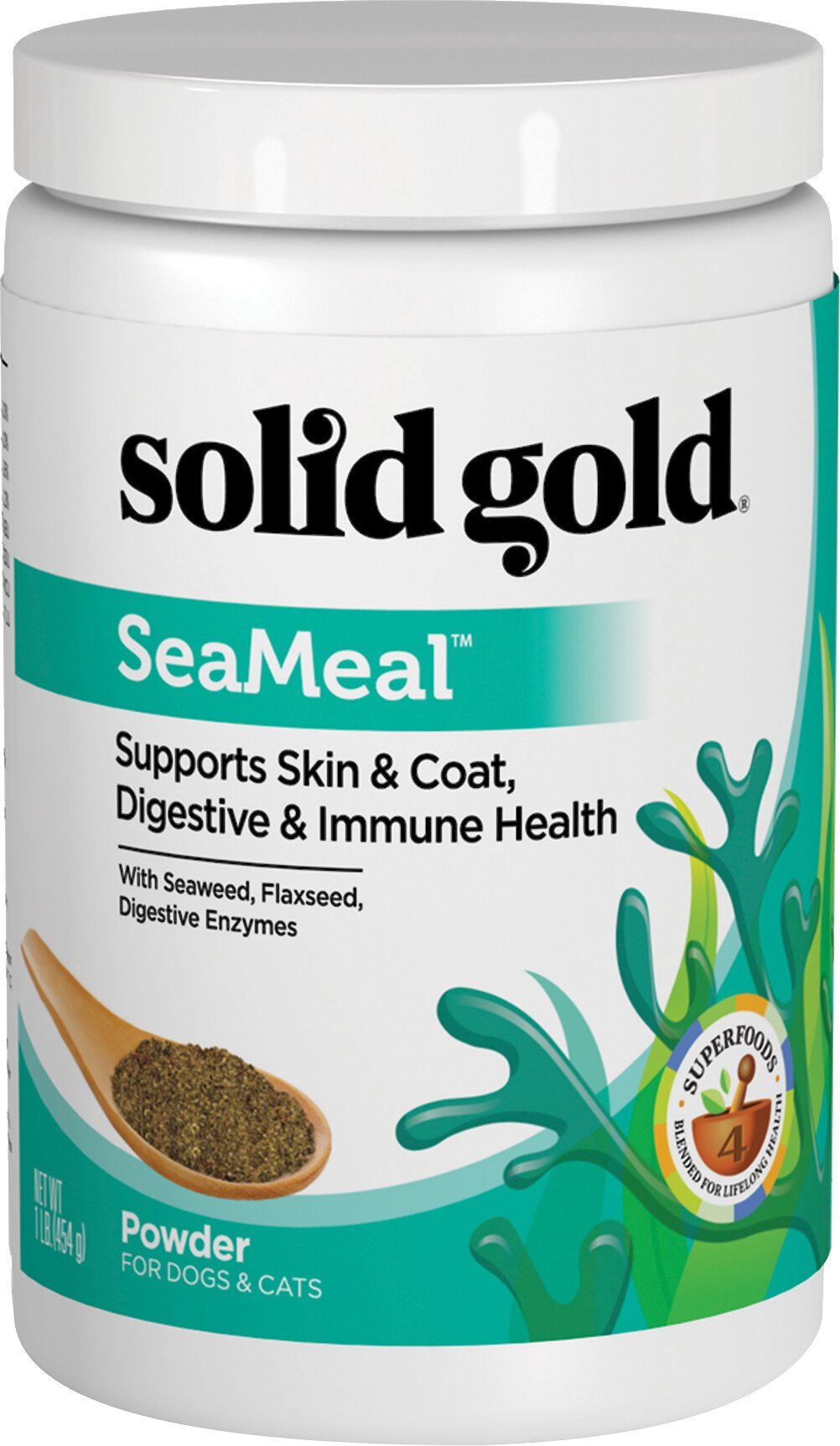 Solid Gold SeaMeal Skin & Coat, Digestive & Immune Health Powder Grain-Free Supplement for Dogs & Cats
