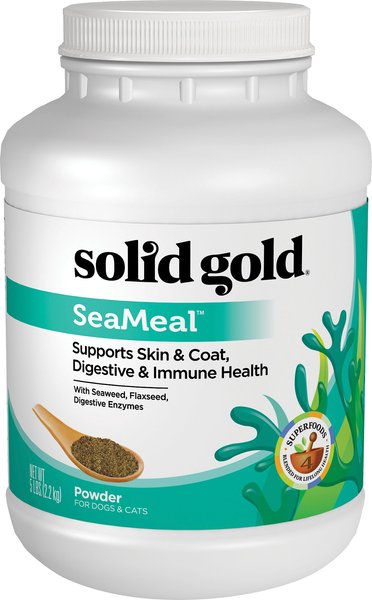 Solid Gold SeaMeal Skin & Coat, Digestive & Immune Health Powder Grain-Free Supplement for Dogs & Cats, 5-lb slide 1 of 8