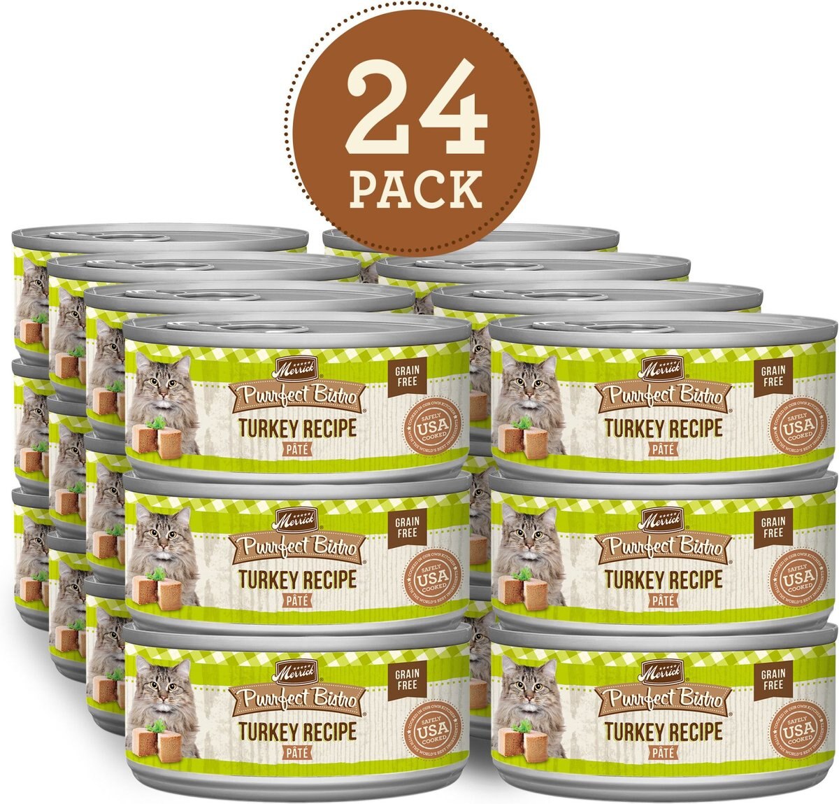 MERRICK Purrfect Bistro GrainFree Turkey Pate Canned Cat Food, 3oz