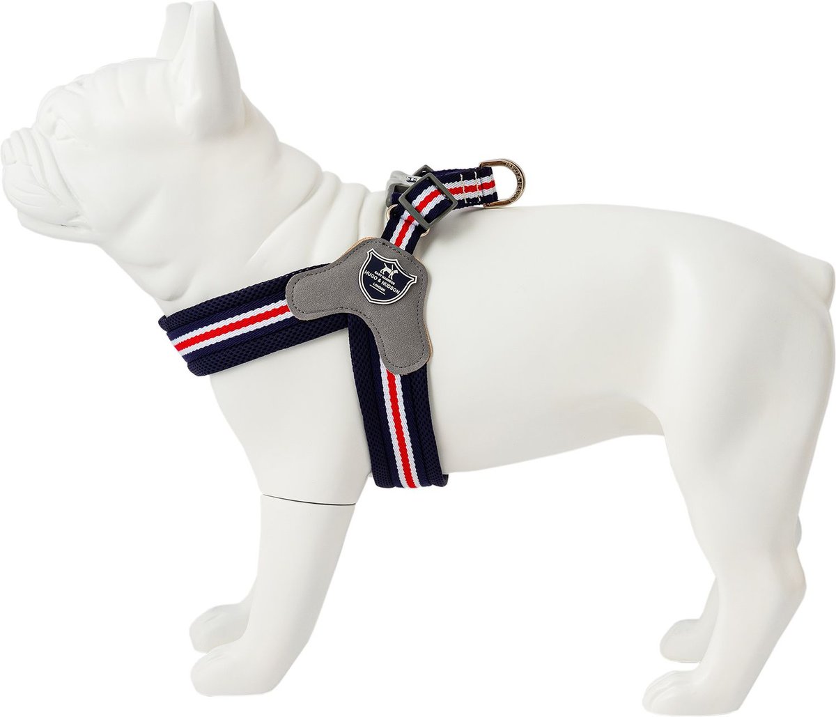 HUGO & HUDSON Easy V Dog Harness, Red, White & Blue, Size 7