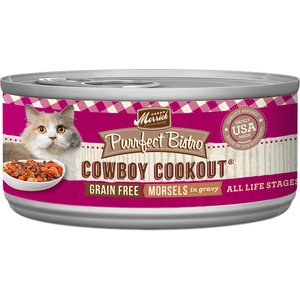 Merrick Purrfect Bistro Grain-Free Cowboy Cookout Morsels in Gravy Canned Cat Food, 5.5-oz, case of 24