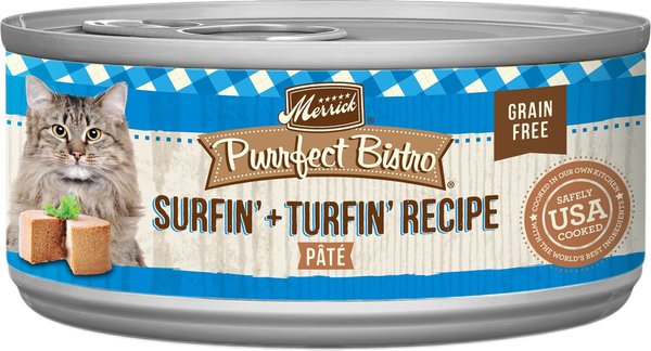 Merrick Purrfect Bistro Grain-Free Surf & Turf Grain-Free Canned Cat Food, 3-oz, case of 24 slide 1 of 9