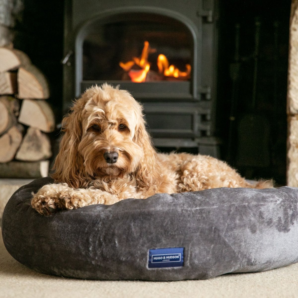 HUGO & HUDSON Donut Dog Bed, Grey, 80cm