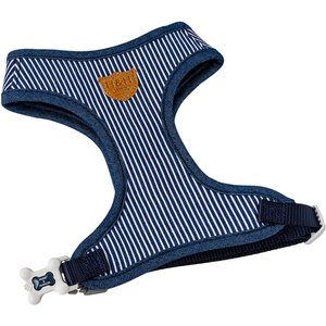 HUGO & HUDSON Stripe Tweed Dog Harness, Navy, Medium