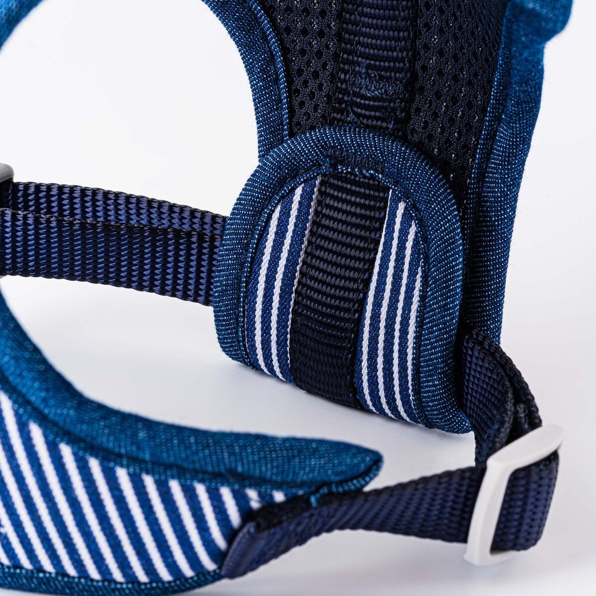 HUGO & HUDSON Stripe Tweed Dog Harness, Navy, Medium
