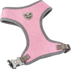 HUGO & HUDSON Herringbone Tweed Dog Harness, Pink, Medium