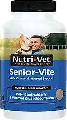 Nutri-Vet Senior-Vite Liver Flavor Chewable Tablet Multivitamin for Senior Dogs, 120 count