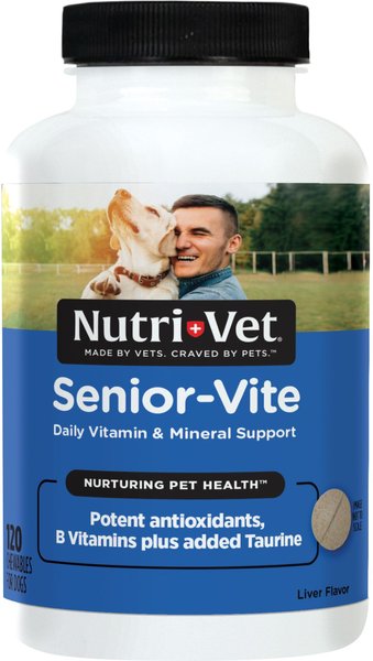 Nutri-Vet Senior-Vite Liver Flavor Chewable Tablet Multivitamin for Senior Dogs, 120 count slide 1 of 9