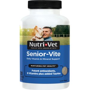 Nutri-Vet Senior-Vite Liver Flavor Chewable Tablet Multivitamin for Senior Dogs, 120 count
