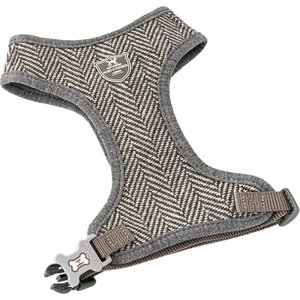 HUGO & HUDSON Herringbone Tweed Dog Harness, Grey, Medium
