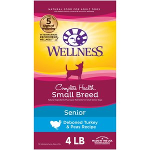 Wellness Small Breed Complete Health Senior Deboned Turkey & Peas Recipe Dry Dog Food, 4-lb bag