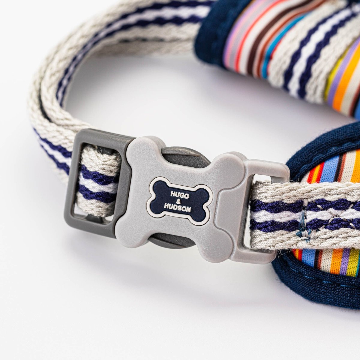 HUGO & HUDSON Striped Printed Dog Harness, Multi Coloured Stripe