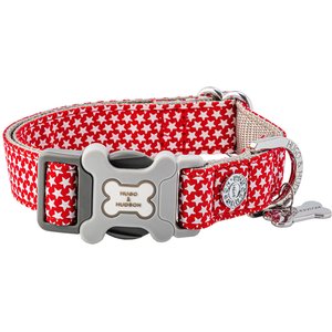 HUGO & HUDSON Nylon Bone Buckle Dog Collar, Red, X-Small