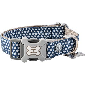 HUGO & HUDSON Nylon Bone Buckle Dog Collar, Navy, medium