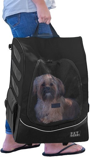 Pet Gear I-GO Plus Traveler Dog & Cat Backpack & Rolling Carrier, Black