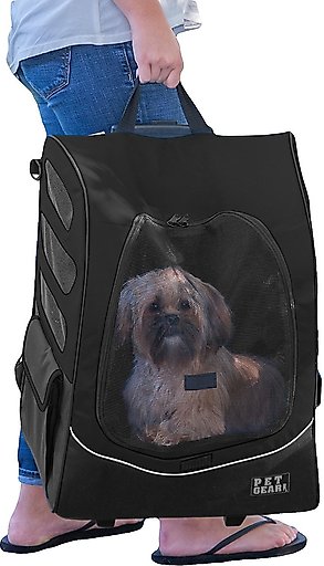 Pet Gear I-GO Plus Traveler Dog & Cat Backpack & Rolling Carrier, Black