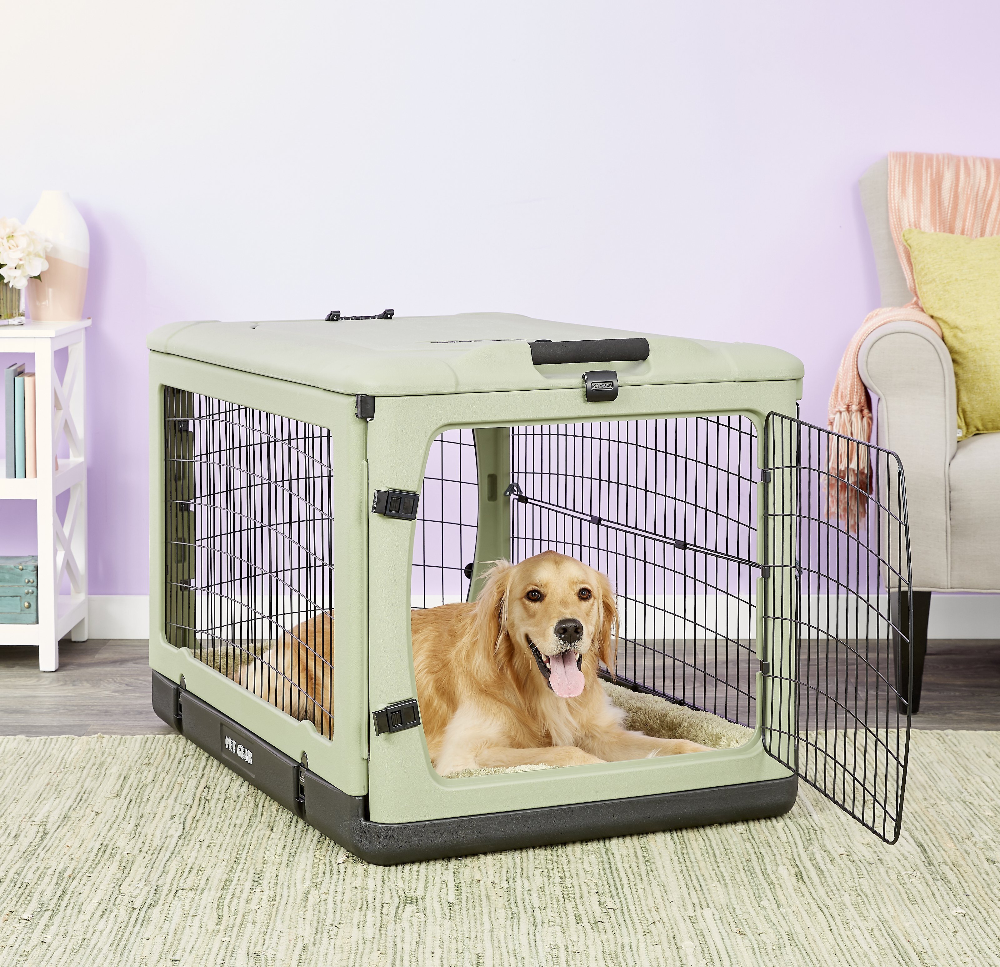 PET GEAR The Other Door Double Door Collapsible Wire Dog Crate & Plush