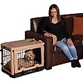 Pet Gear The Other Door Double Door Collapsible Wire Dog Crate & Fleece Pad, 27 inch