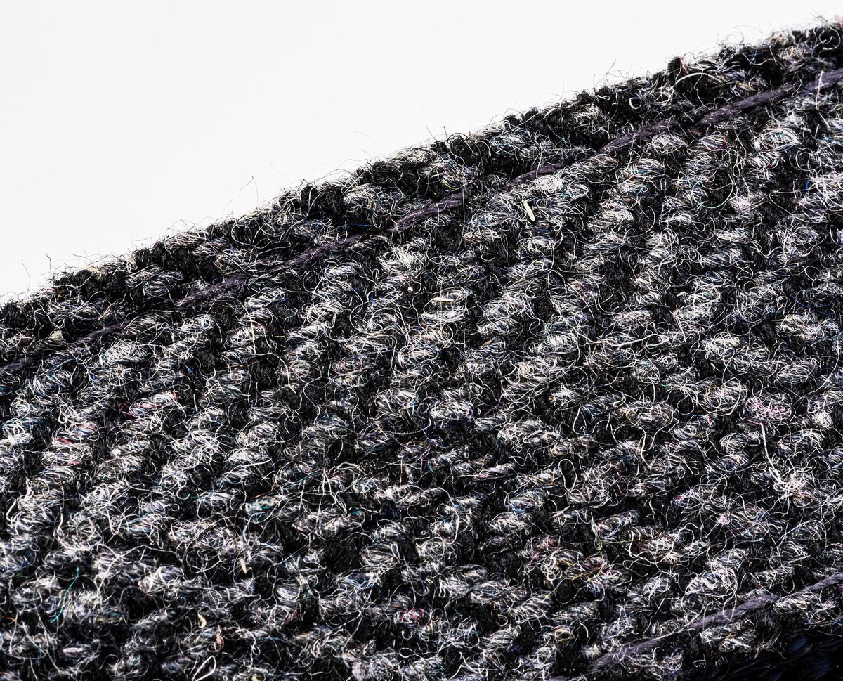 HUGO & HUDSON Checked Herringbone Tweed Metal Buckle Dog Collar, Grey