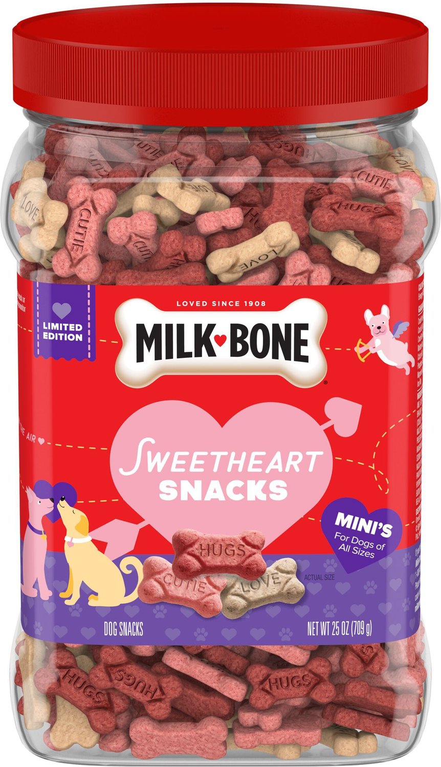Milk-Bone Sweetheart Snacks Mini’s Dog Treats, 25-oz canister