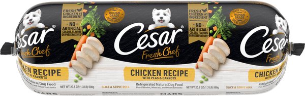 Cesar Fresh Chef Chicken Recipe with Peas & Carrots Fresh Dog Food, 1.3-lb roll, case of 6 slide 1 of 9