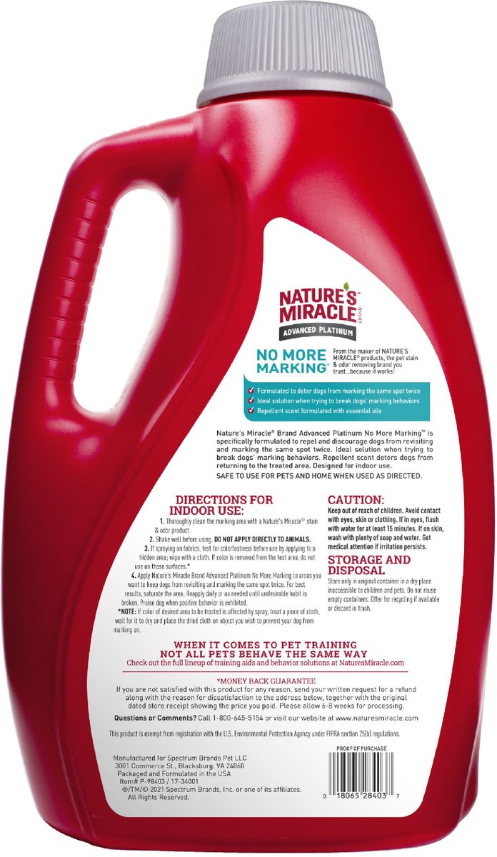 Nature's miracle no more marking pet stain & odor remover best sale