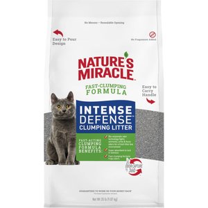 NATURE'S MIRACLE Intense Defense Unscented Clumping Clay Cat Litter, 20 ...