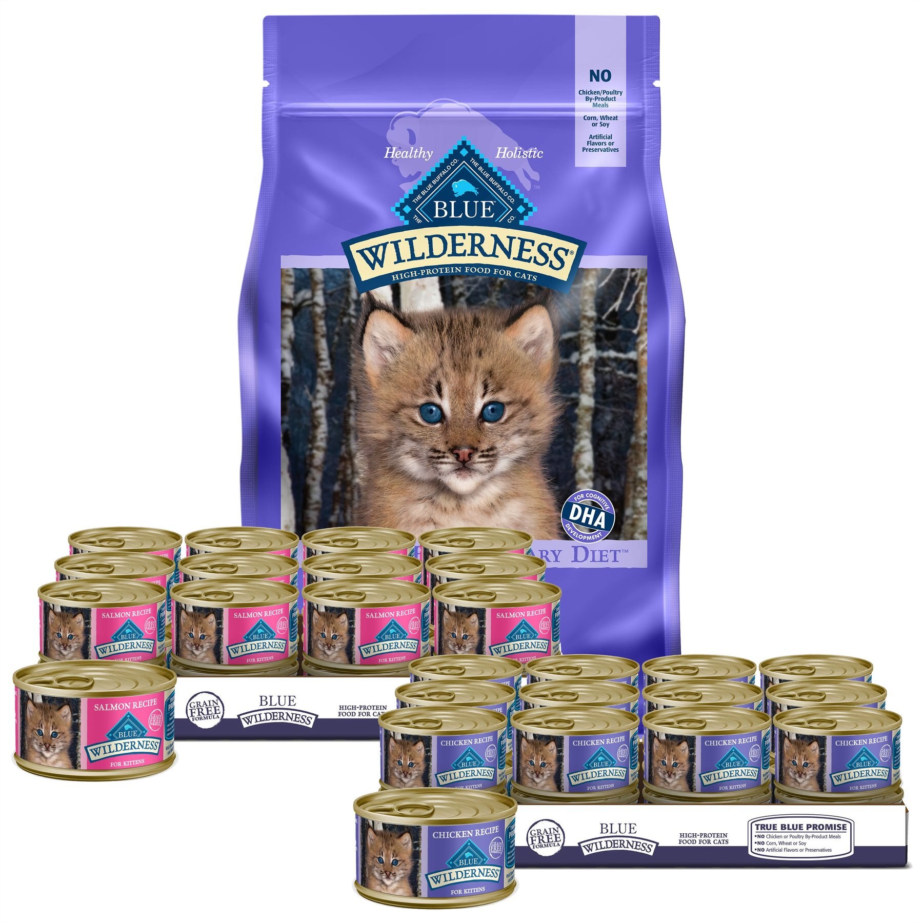 Kitten Variety Pack Blue Buffalo Chicken Dry Food, Chicken Canned