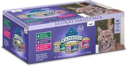 Variety Pack - Blue Buffalo Wilderness Pate Variety Pack Duck, Chicken & Salmon Grain-Free Cat Canned Food, 3-oz, case of 12, Salmon, Chicken, Ocean Fish & Tuna and Tuna, Chicken, Fish & Shrimp Flavors slide 2 of 8
